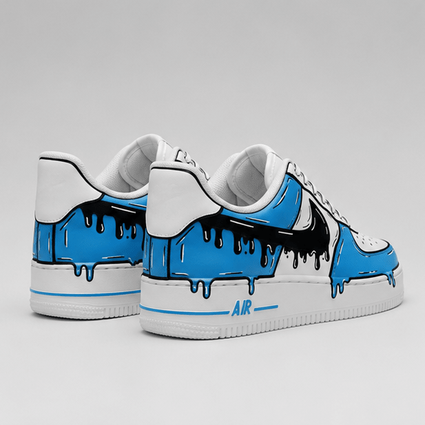Blue Drip | Hand-Painted Street Art Sneakers - Urban Palette
