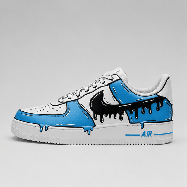 Blue Drip | Hand-Painted Street Art Sneakers - Urban Palette