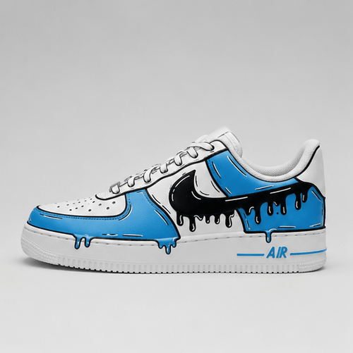Blue Drip | Hand-Painted Street Art Sneakers - Urban palette