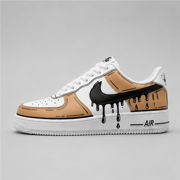 Coffee Drip | Hand-Painted Street Art Sneakers - Urban palette