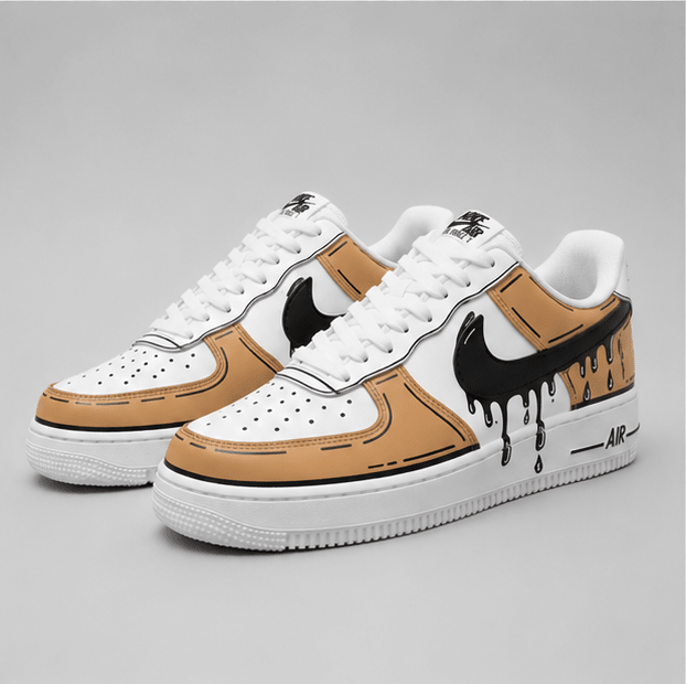 Coffee Drip | Hand-Painted Street Art Sneakers - Urban palette