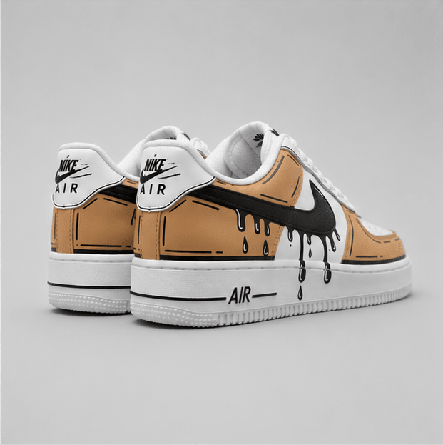 Coffee Drip | Hand-Painted Street Art Sneakers - Urban palette