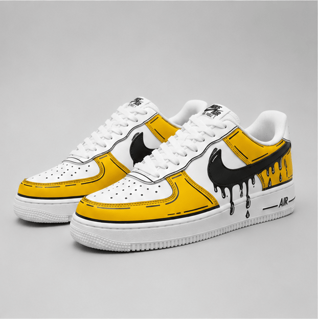 Golden Drip | Hand-Painted Street Art Sneakers - Urban palette