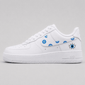 Guardian Gaze | Hand-Painted Street Art Sneakers - Urban palette