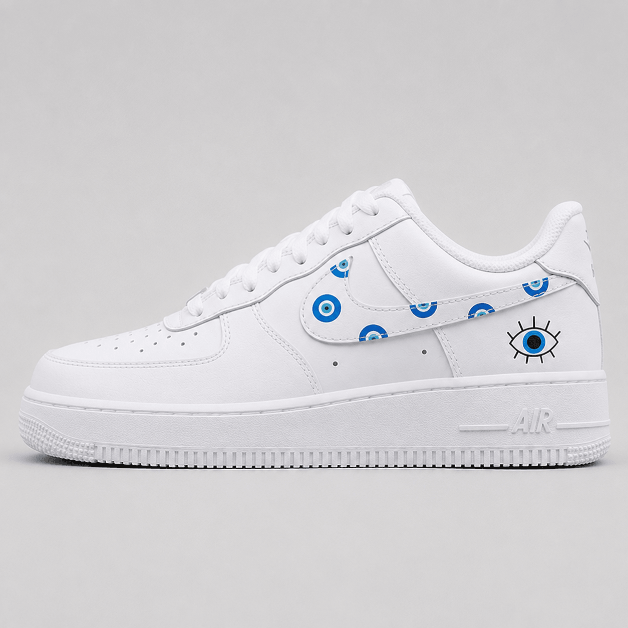 Guardian Gaze | Hand-Painted Street Art Sneakers - Urban palette