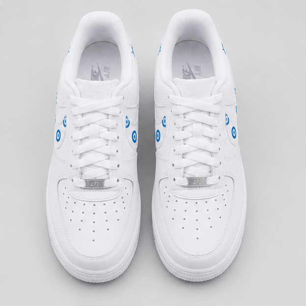 Guardian Gaze | Hand-Painted Street Art Sneakers - Urban palette
