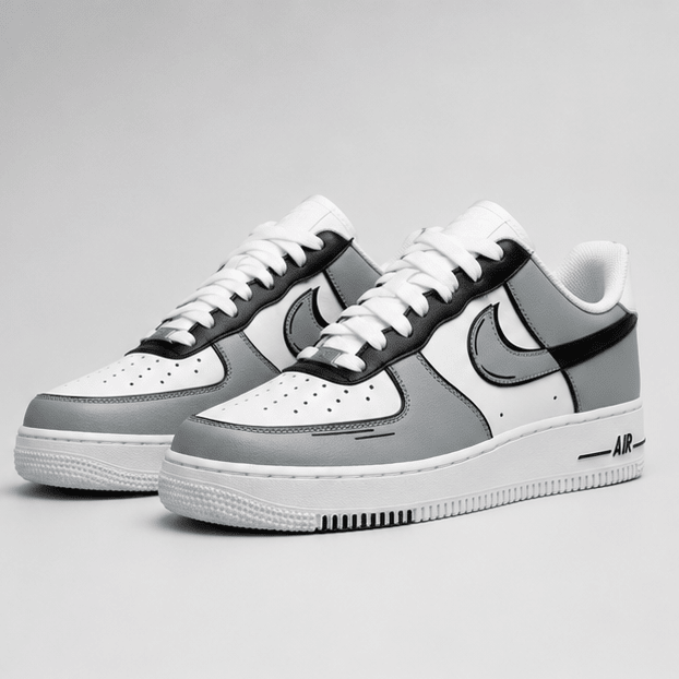 Monochrome Force | Hand-Painted Sneakers - Urban palette