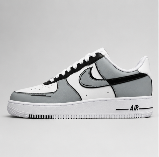 Monochrome Force | Hand-Painted Sneakers