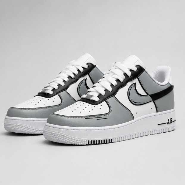 Monochrome Force | Hand-Painted Sneakers