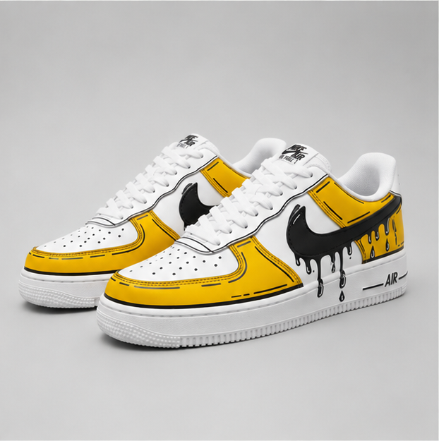 Golden Drip  | Hand-Painted Street Art Sneakers