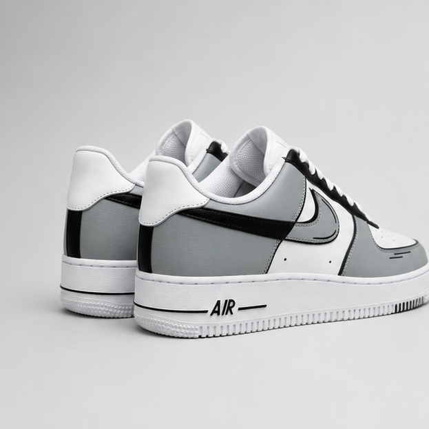 Monochrome Force | Hand-Painted Sneakers