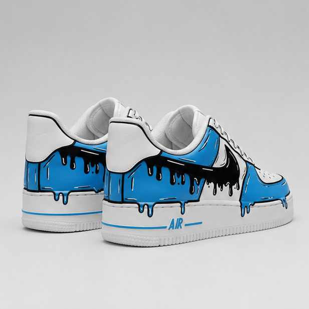 Blue Drip  | Hand-Painted Street Art Sneakers