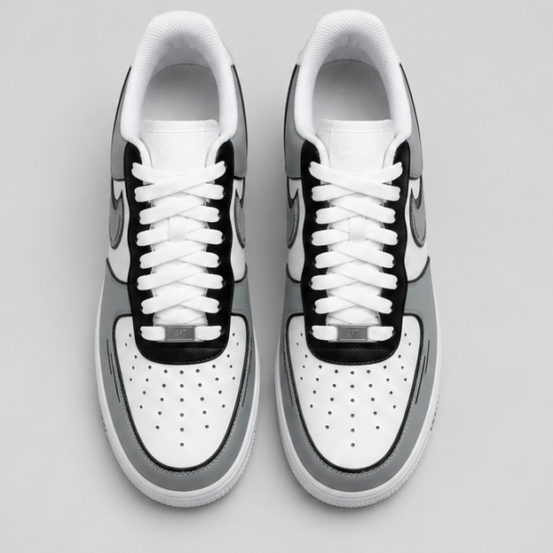 Monochrome Force | Hand-Painted Sneakers