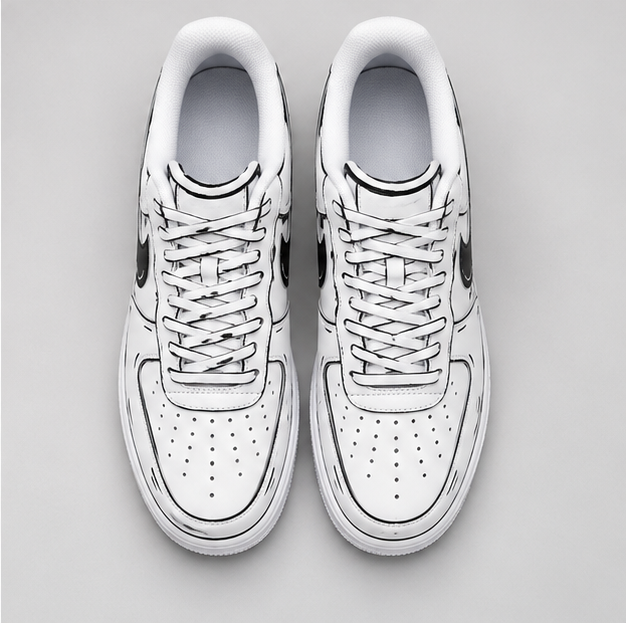 Urban Palette Midnight Drip custom hand-painted white sneakers featuring black drip artwork and monochrome streetwear design