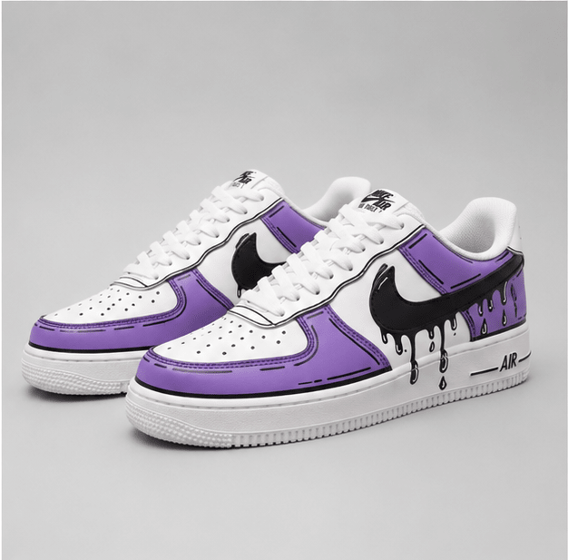 Violet Drip | Hand-Painted Street Art Sneakers - Urban palette